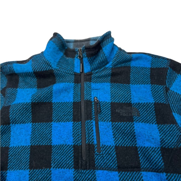 North Face Pullover Men’s Large Blue Black Plaid Fleece 1/2 Zip Gordon Lyons - Picture 5 of 11